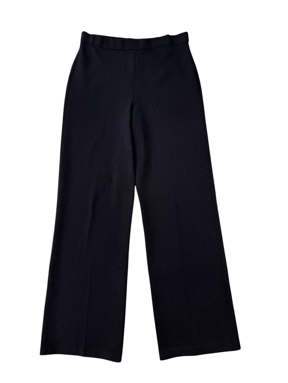 St. John Santana Knit Pull-On High Waist Wide Leg Pants Black - Picture 3 of 8